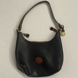 Vintage Dooney & Bourke Black & Brown All Weather
Leather Mini Handbag
